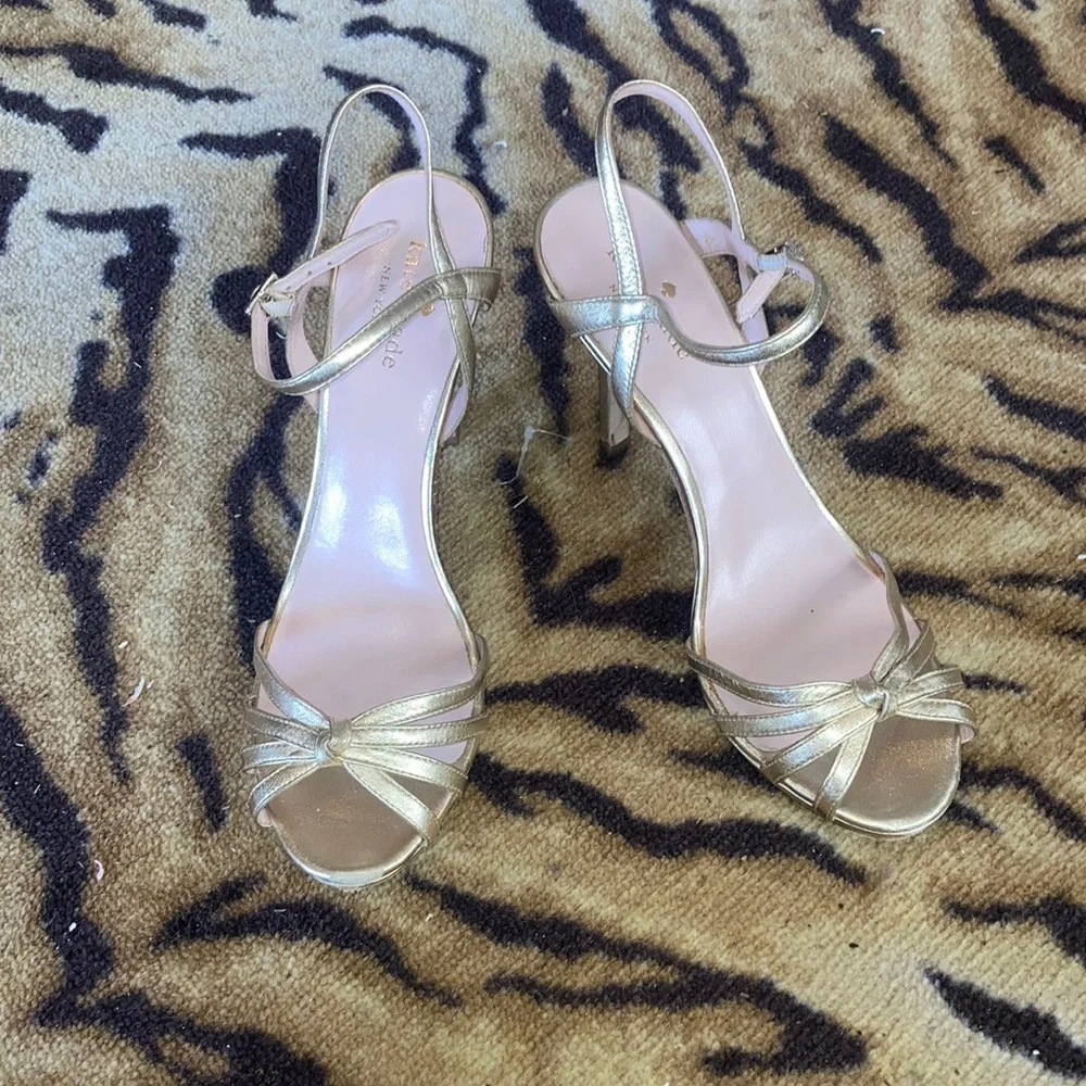 Kate Spade Elegant Gold Strappy Heels